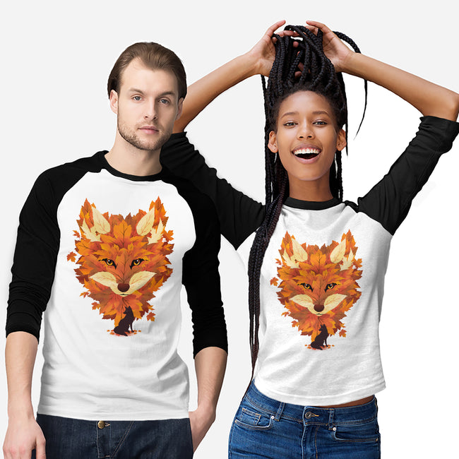 Autumn Leaves Fox-Unisex-Baseball-Tee-dandingeroz