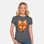 Autumn Leaves Fox-Womens-Fitted-Tee-dandingeroz