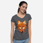 Autumn Leaves Fox-Womens-V-Neck-Tee-dandingeroz