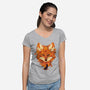 Autumn Leaves Fox-Womens-V-Neck-Tee-dandingeroz