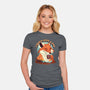 Don't Give A Fox-Womens-Fitted-Tee-dandingeroz