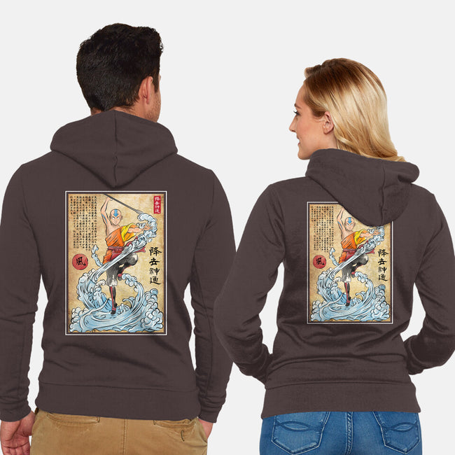 Air Nomad Master Woodblock-Unisex-Zip-Up-Sweatshirt-DrMonekers