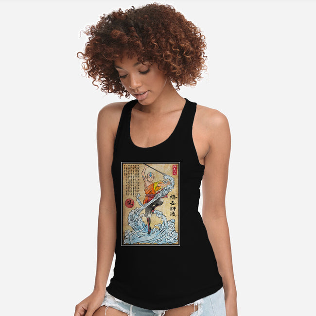 Air Nomad Master Woodblock-Womens-Racerback-Tank-DrMonekers