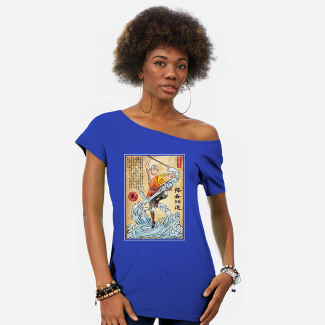 Air Nomad Master Woodblock-Womens-Off Shoulder-Tee-DrMonekers