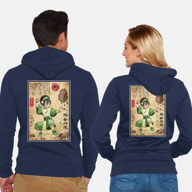 Earth Kingdom Master Woodblock-Unisex-Zip-Up-Sweatshirt-DrMonekers