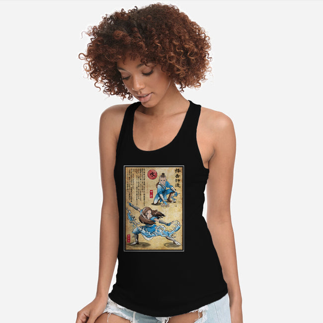 Water Tribe Master Woodblock-Womens-Racerback-Tank-DrMonekers