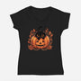 Pumpkin Paws-Womens-V-Neck-Tee-fanfreak1