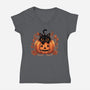 Pumpkin Paws-Womens-V-Neck-Tee-fanfreak1