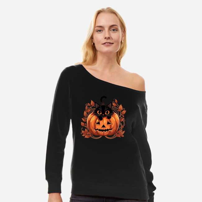 Pumpkin Paws-Womens-Off Shoulder-Sweatshirt-fanfreak1