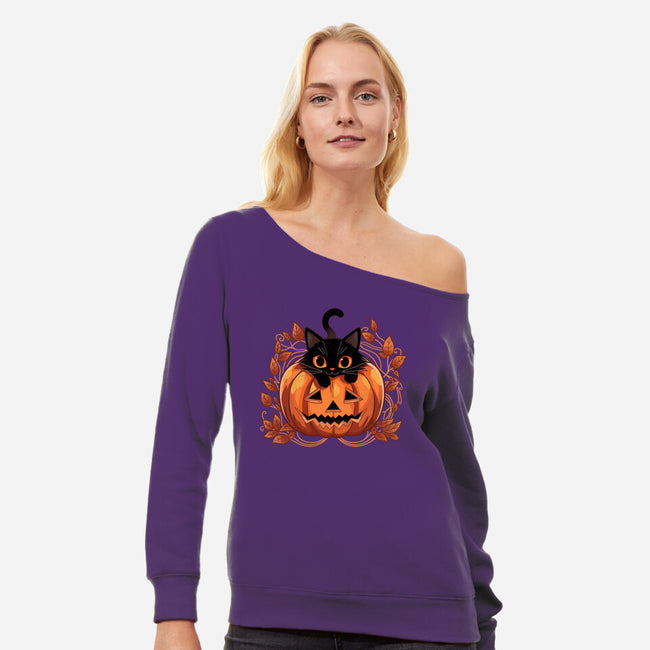 Pumpkin Paws-Womens-Off Shoulder-Sweatshirt-fanfreak1