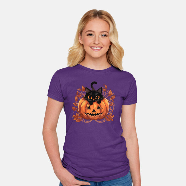 Pumpkin Paws-Womens-Fitted-Tee-fanfreak1