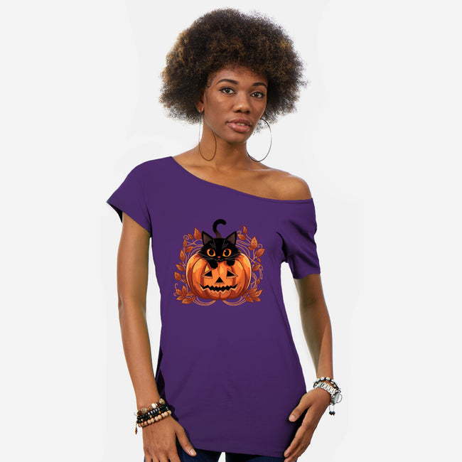 Pumpkin Paws-Womens-Off Shoulder-Tee-fanfreak1