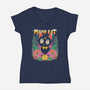 The Moon Kitten-Womens-V-Neck-Tee-GODZILLARGE