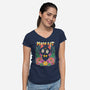 The Moon Kitten-Womens-V-Neck-Tee-GODZILLARGE