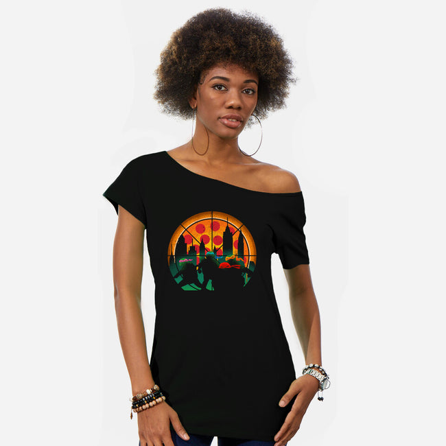 Slices Of City Adventure-Womens-Off Shoulder-Tee-sachpica