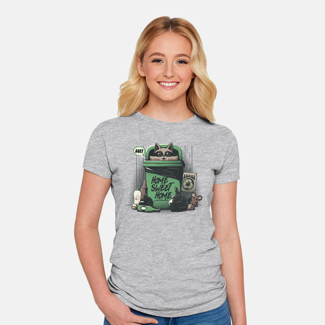 Home Sweet Home Garbage Raccoon-Womens-Fitted-Tee-tobefonseca