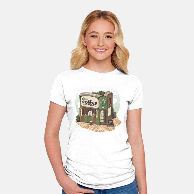 Coffeeshop Cats Bookstore-Womens-Fitted-Tee-tobefonseca