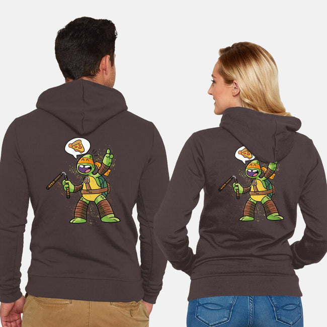 One Pizza Please-Unisex-Zip-Up-Sweatshirt-MaxoArt