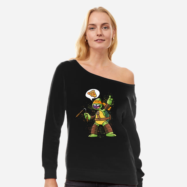 One Pizza Please-Womens-Off Shoulder-Sweatshirt-MaxoArt