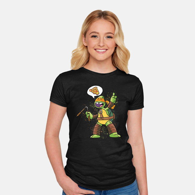 One Pizza Please-Womens-Fitted-Tee-MaxoArt