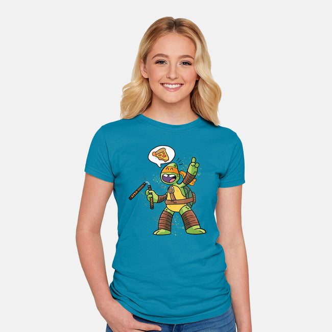 One Pizza Please-Womens-Fitted-Tee-MaxoArt