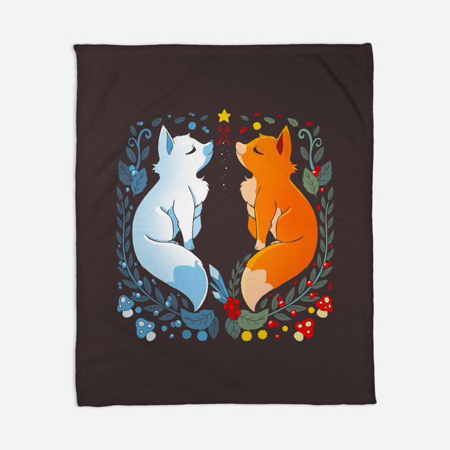 Foxes Seasons-None-Fleece-Blanket-Vallina84