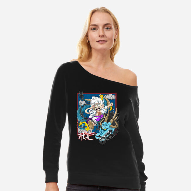 Dragon Fight-Womens-Off Shoulder-Sweatshirt-MarianoSan