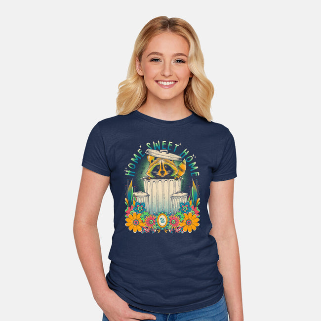 Raccoon Home Sweet Home-Womens-Fitted-Tee-GODZILLARGE