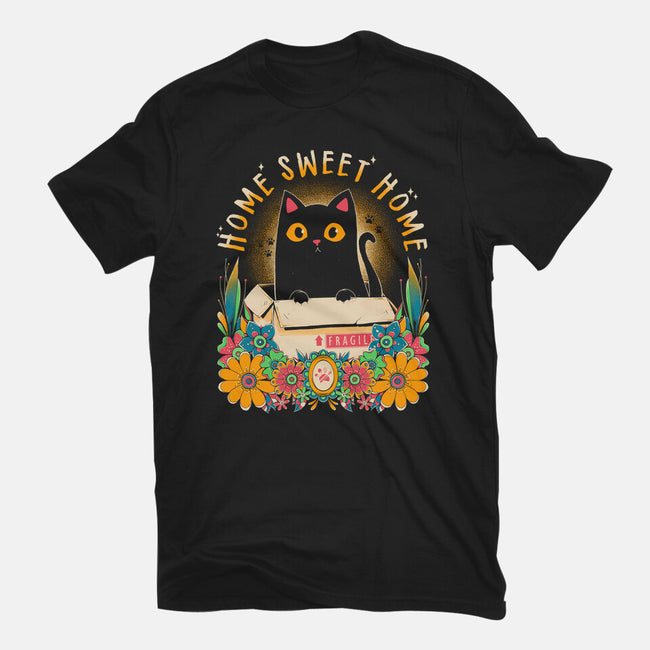 Cat Home Sweet Home-Unisex-Basic-Tee-GODZILLARGE