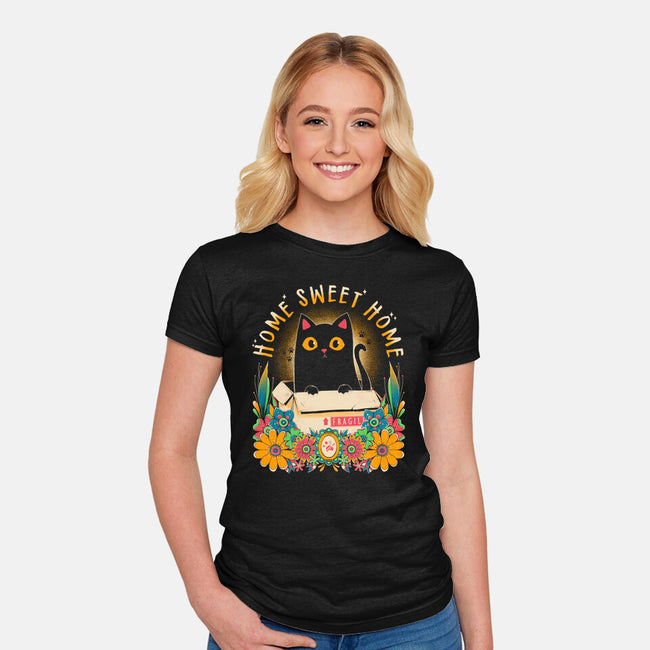 Cat Home Sweet Home-Womens-Fitted-Tee-GODZILLARGE