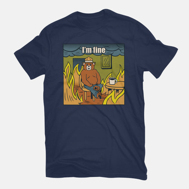 I'm Fine Bear Fire Meme-Youth-Basic-Tee-tobefonseca