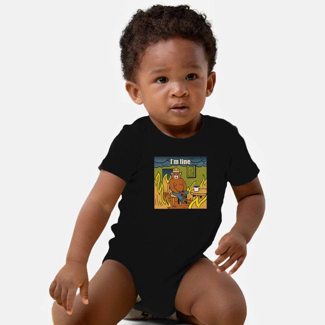 I'm Fine Bear Fire Meme-Baby-Basic-Onesie-tobefonseca