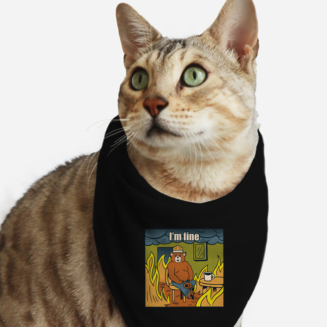 I'm Fine Bear Fire Meme-Cat-Bandana-Pet Collar-tobefonseca