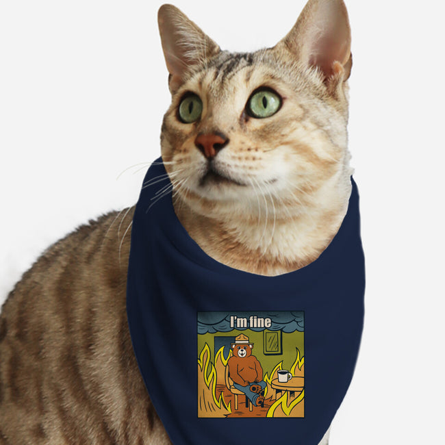 I'm Fine Bear Fire Meme-Cat-Bandana-Pet Collar-tobefonseca