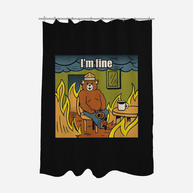 I'm Fine Bear Fire Meme-None-Polyester-Shower Curtain-tobefonseca