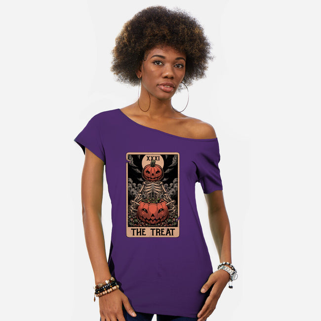 Halloween Tarot Pumpkin Treat-Womens-Off Shoulder-Tee-Studio Mootant