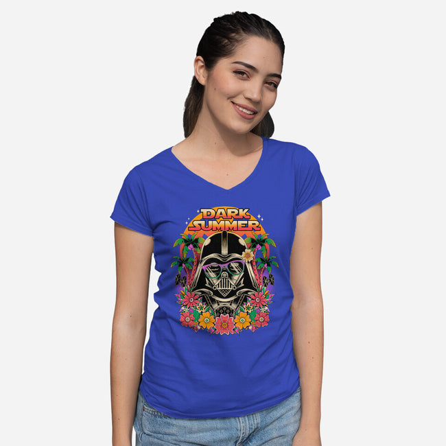 Dark Summer-Womens-V-Neck-Tee-GODZILLARGE