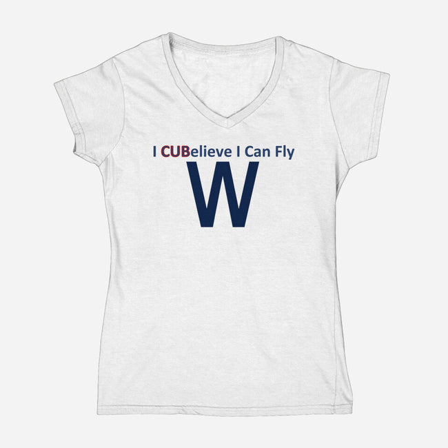 I CUBelieve I Can Fly-Womens-V-Neck-Tee-Mills