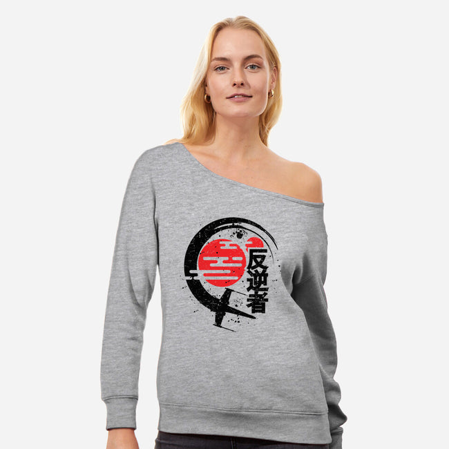 Rebel Of The Rising Sun-Womens-Off Shoulder-Sweatshirt-jrberger