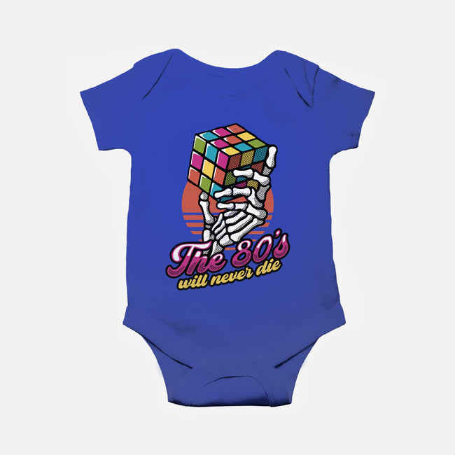 80s Will Never Die-Baby-Basic-Onesie-tobefonseca