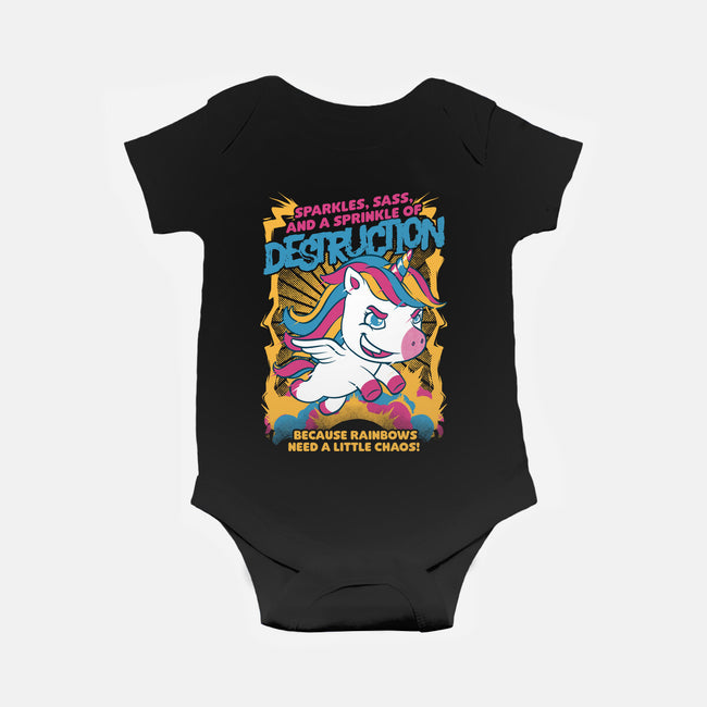 Unicorn Rainbows Destruction-Baby-Basic-Onesie-Studio Mootant