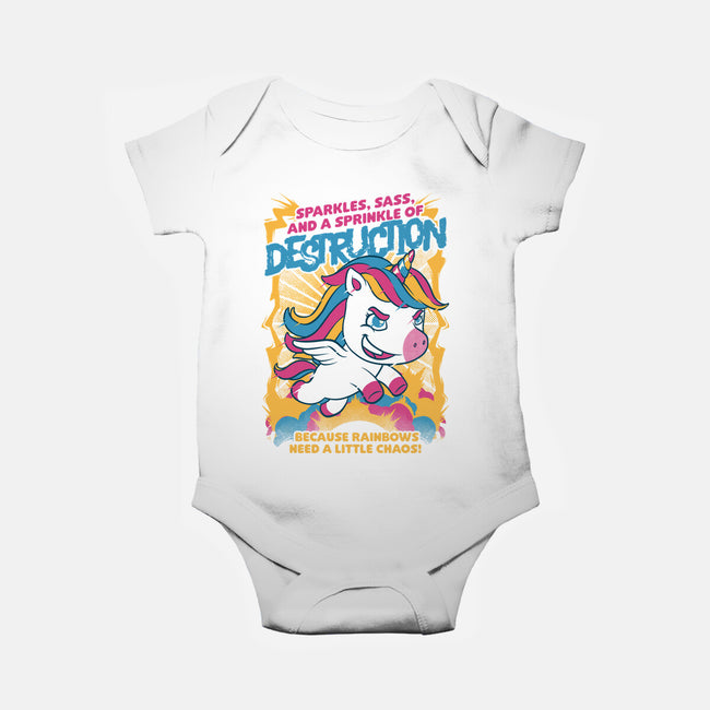 Unicorn Rainbows Destruction-Baby-Basic-Onesie-Studio Mootant