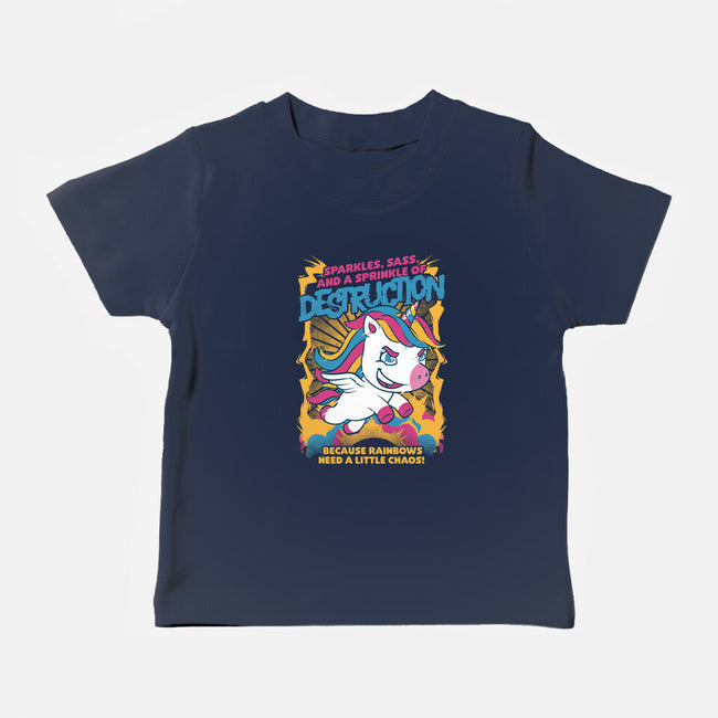 Unicorn Rainbows Destruction-Baby-Basic-Tee-Studio Mootant