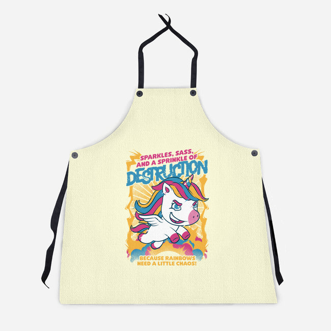 Unicorn Rainbows Destruction-Unisex-Kitchen-Apron-Studio Mootant