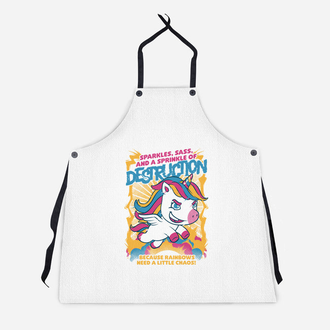 Unicorn Rainbows Destruction-Unisex-Kitchen-Apron-Studio Mootant