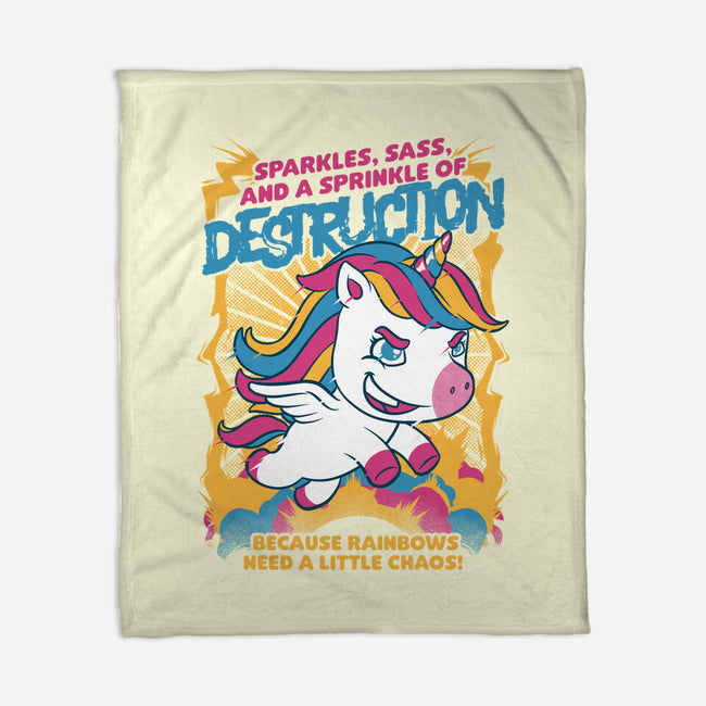 Unicorn Rainbows Destruction-None-Fleece-Blanket-Studio Mootant