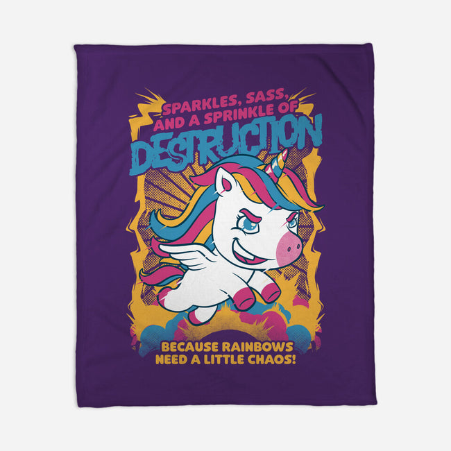 Unicorn Rainbows Destruction-None-Fleece-Blanket-Studio Mootant