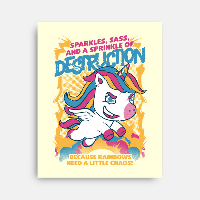 Unicorn Rainbows Destruction-None-Stretched-Canvas-Studio Mootant