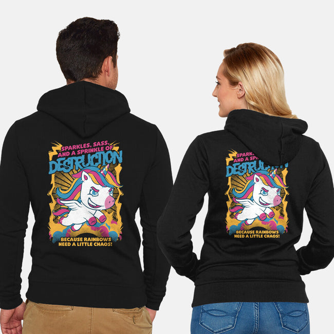 Unicorn Rainbows Destruction-Unisex-Zip-Up-Sweatshirt-Studio Mootant