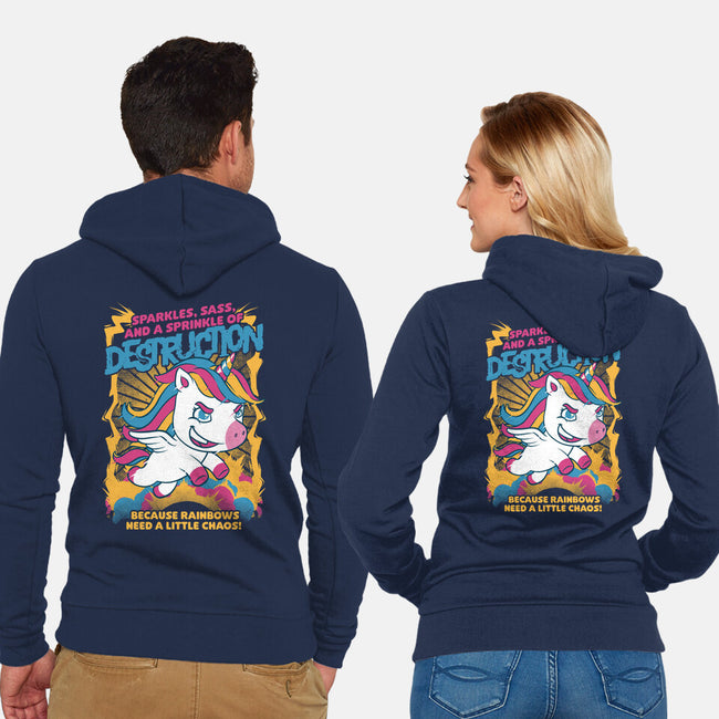 Unicorn Rainbows Destruction-Unisex-Zip-Up-Sweatshirt-Studio Mootant